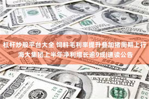 杠杆炒股平台大全 饲料毛利率提升叠加猪周期上行 海大集团上半年净利增长逾9成|速读公告